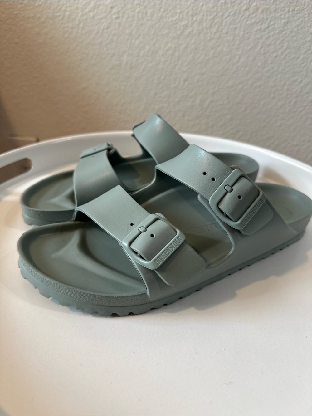 Birkenstock Two-Buckle Slide Sandals in Sage - Picture 4 of 6